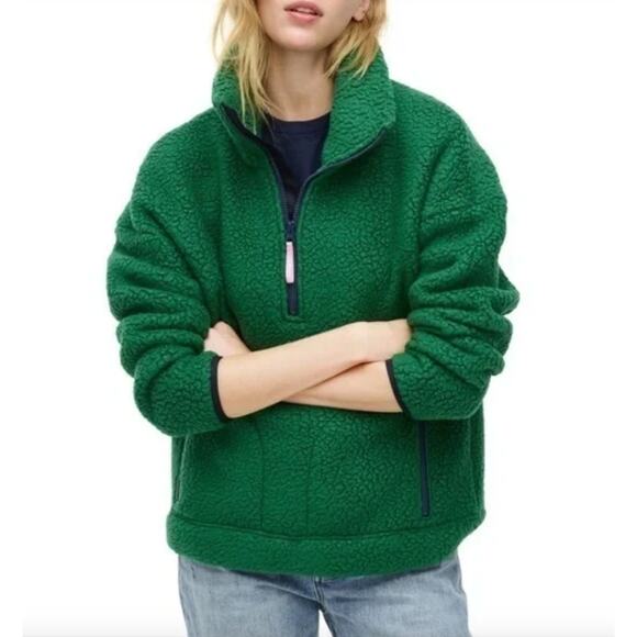J. Crew Jackets & Blazers - J. Crew Polartec Sherpa Fleece Half Zip Pullover Jacket Alpine Green Size M
